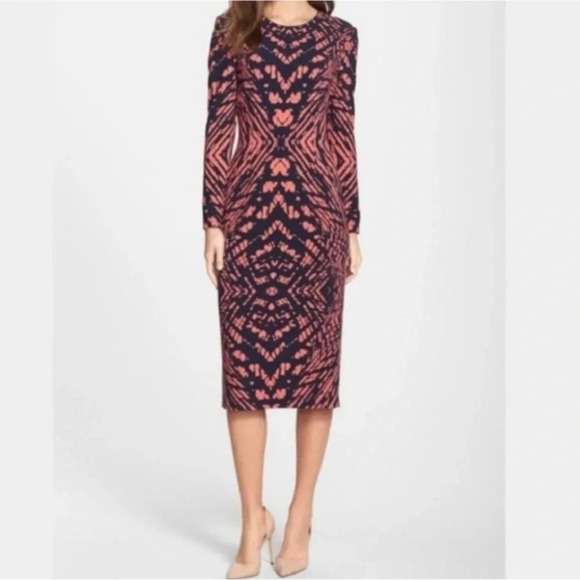 Maggy London Abstract Bodycon Dress Size 6 - Picture 1 of 6